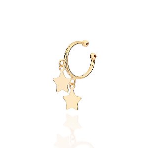 Brinco Rommanel Piercing de Pressão com Estrelas Ouro 18K