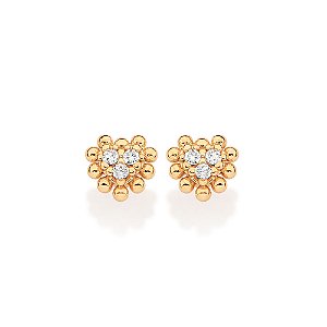 Brinco Rommanel Coração com Zircônias Ouro 18K