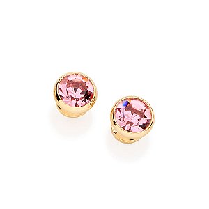Brinco Rommanel Solitário com Zircônias Ouro 18K