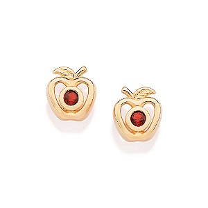 Brinco Rommanel Maçã com Zircônias Ouro 18K