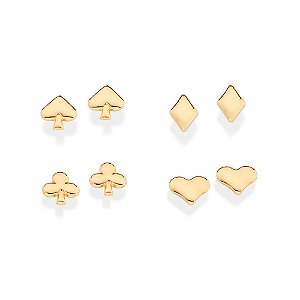 Kit Rommanel Brinco Naipes Ouro 18K