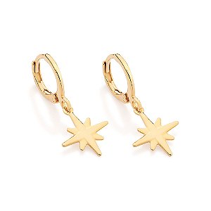 Brinco Rommanel Argola com Estrela Ouro 18K