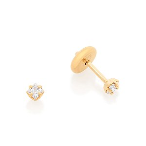 Brinco Rommanel Infantil com Zircônias Ouro 18K