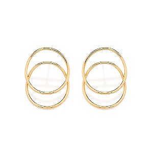 Brinco Rommanel Círculos Ouro 18K