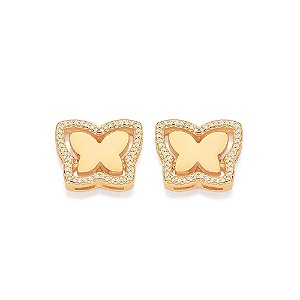 Brinco Rommanel Borboleta Desmontável com Zircônias Ouro 18K