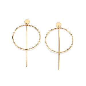 Maxi Rommanel Brinco Argola com Haste Ouro 18K