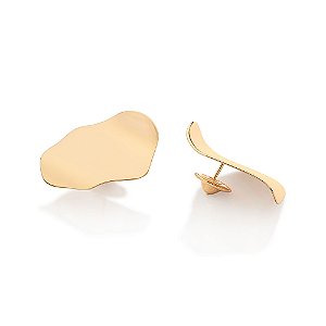 Maxi Rommanel Brinco Ondulado Ouro 18K