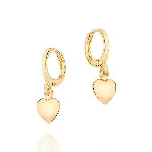 Brinco Rommanel Argola Coração Abaulado Ouro 18K