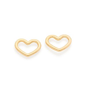 Brinco Rommanel Coração Vazado Ouro 18K