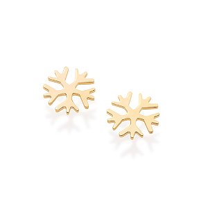 Brinco Rommanel Infantil Flocos de Neve Ouro 18K