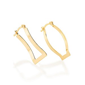 Brinco Rommanel Argola Retângular Ouro 18K