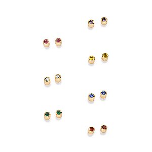 Kit Rommanel Brinco Semaninha com Cristais Ouro 18K
