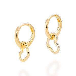 Brinco Rommanel Argola com Coração Ouro 18K