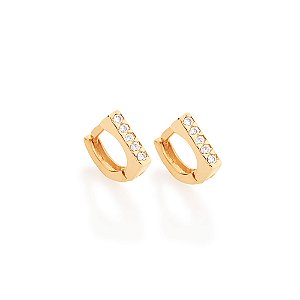 Brinco Rommanel Argola com Zircônias Ouro 18K