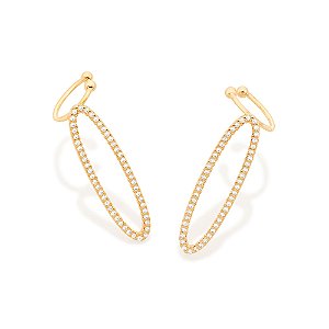Brinco Rommanel Ear Cuff com Zircônias Ouro 18K