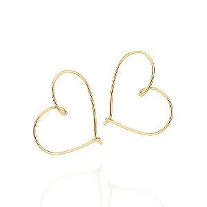 Brinco Rommanel Argola Coração Ouro 18K