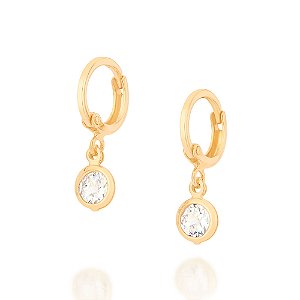 Brinco Rommanel Argola com Zircônias Ouro 18K
