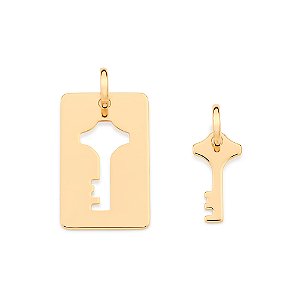 Pingente Rommanel Cara Metade Chave Ouro 18K