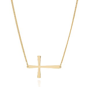 Gargantilha Rommanel com Pingente de Cruz Ouro 18K