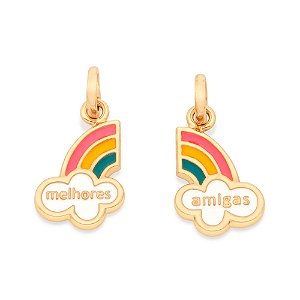 Pingente Rommanel Cara Metade com Resina Ouro 18K