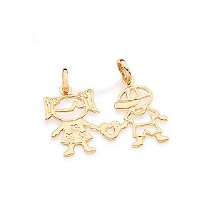 Pingente Rommanel Menino e Menina Ouro 18K