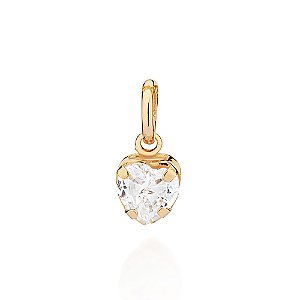 Pingente Rommanel Solitário Coração com Zircônia Ouro 18K