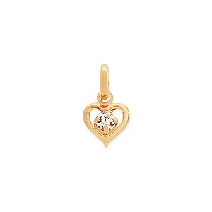 Pingente Rommanel Coração com Zircônia Ouro 18K