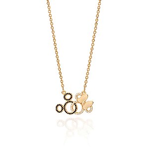 Gargantilha Rommanel Mickey e Minnie Entrelaçados Ouro 18K