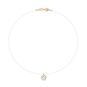 Gargantilha Rommanel Fio de Nylon com Zircônia Ouro 18K