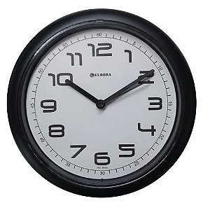 Relógio de Parede Eurora Preto Redondo - Promocional