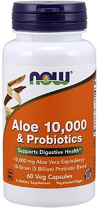 Aloe Vera 10000 e Probióticos (60 cápsulas) - Now Foods