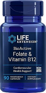 Bioactive Folate e Vitamina B-12 (90 Caps) Life Extension