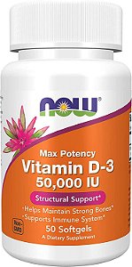 Vitamina D3 50000 IU (50 softgels) - Now Foods