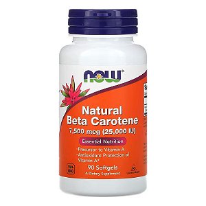 Beta Carotene Natural 7,500 mcg 90 Softgels - Now Foods