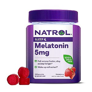 Melatonina 5mg 60 gomas Sabor Morango Natrol