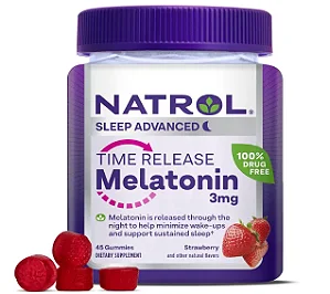 Melatonina 3mg, Time Release, 45 Gomas Sabor Morango, Natrol