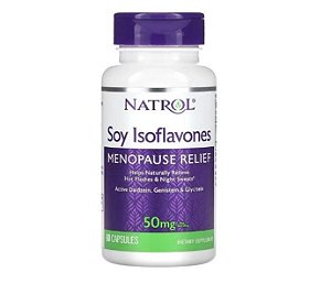 Soy Isoflavonas 50mg, Tratamento para Sintomas da menopausa, 60 cápsulas, Natrol