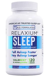 Relaxium, Suporte para Dormir sem Medicamentos, Com Melatonina, L-triptofano, GABA e Ashwagandha, 120 Cápsulas, M.D Form