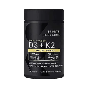 Vitamina D3 5000IU + K-2 MK-7 100mg, 160 Cápsulas, Sports Research