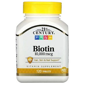 Biotina, 10.000mcg, 120 Comprimidos, 21st Century