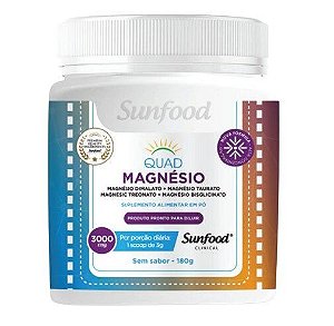 Quadmagnésio, (Dimalato + Taurato + Treonato + Bisglicinato), 180g, Sunfood