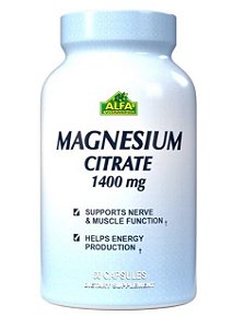 Citrato de Magnésio, 1400mg, 60 Cápsulas, Alfa Vitamins