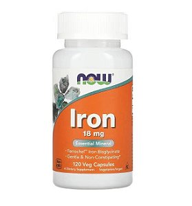 Ferro, 18mg, 120 Cápsulas, Now