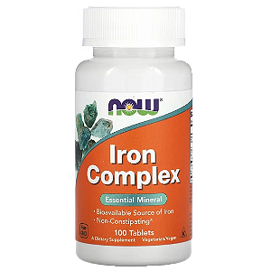 Iron Complex, Ferro, 27mg, 100 Comprimidos, Now