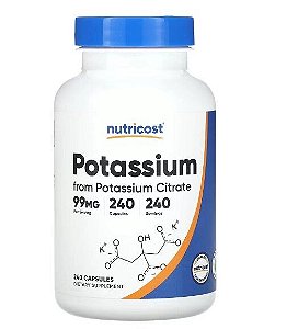 Potássio 99mg, 240 cápsulas, Nutricost