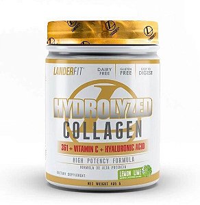 Colágeno Hidrolisado com Ácido Hialuronico, Sabor Limão, 300g, Landerfit