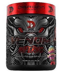 Pré Treino, Venom Inferno, 280g, Sabor Rainbow Burst, Dragon Pharma