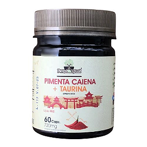 Pimenta Caiena com Taurina, 60 Cápsulas, Folhas e Raízes