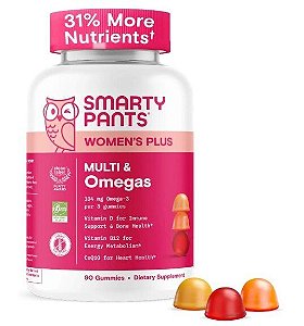 Multivitamínico Feminino Com Ômega 3, Metilfolato, CoQ10, Vitaminas e Inositol, 90 Gomas, SmartyPants