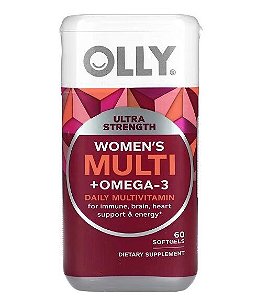 Multivitamínico Diário + Ômega-3 para Mulheres, Ultraforte, 60 Cápsula, OLLY